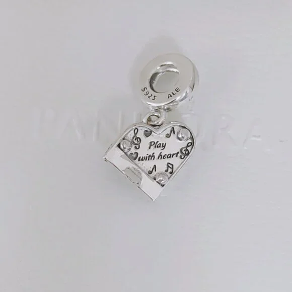 Pandora Grand Piano Heart Dangle Charm S925 Sterling Silver with box - Picture 7 of 9